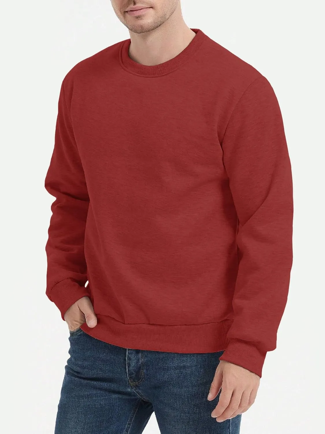 Mens Crewneck Sweatshirts Soft Long Sleeve Pullover Shirts Lightweigt Sweat Shirt Breathable Pullover Sweater