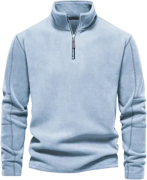 Men's Fleece Pullover Quarter Zip Thermal Outdoor Half Zip Jacket 1/4 Zip Sweatshirt Regular Fitted