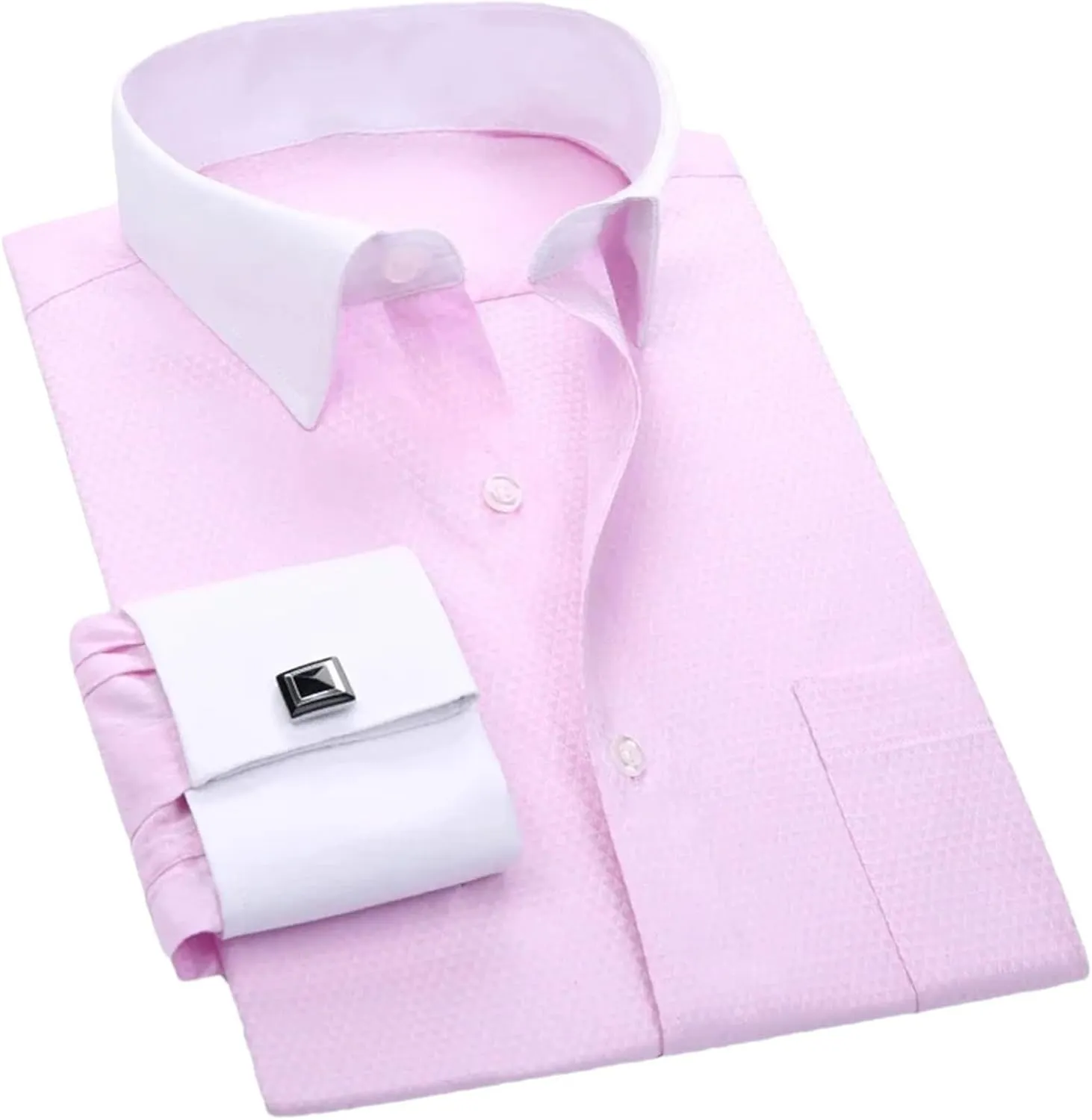 Mens French Dress Shirt Cufflinks Long Sleeve Casual Buttons Shirts Regular Fit Clothes
