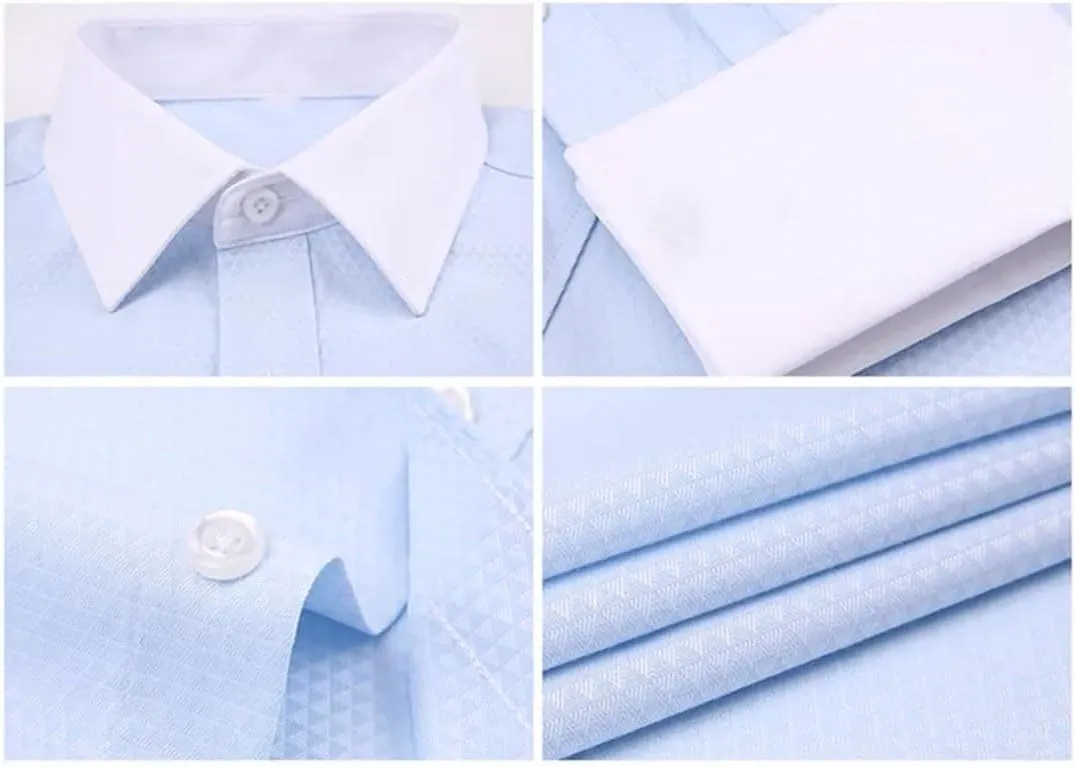 Men's French Dress Shirt Long Sleeve Business Buttons Tops Male Turn-Down Collar Shirts