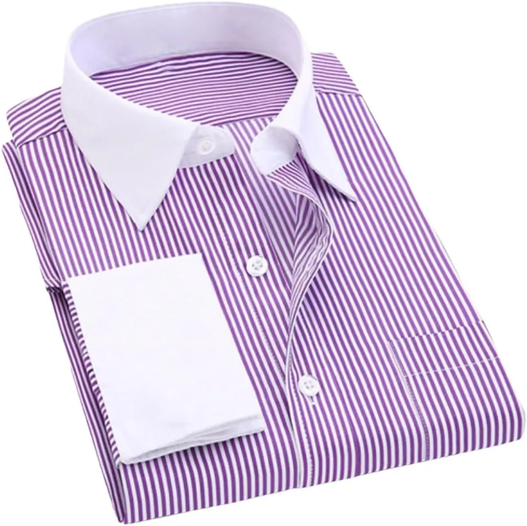 Men's French Dress Shirt Long Sleeve Business Buttons Tops Male Turn-Down Collar Shirts
