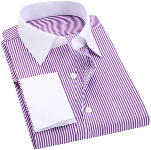 Men's French Dress Shirt Long Sleeve Business Buttons Tops Male Turn-Down Collar Shirts