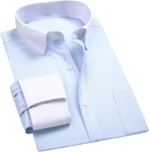 Men's French Dress Shirt Long Sleeve Business Buttons Tops Male Turn-Down Collar Shirts