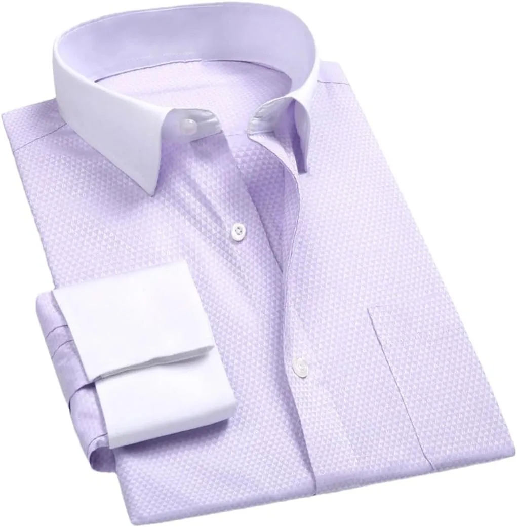 Men's French Dress Shirt Long Sleeve Business Buttons Tops Male Turn-Down Collar Shirts