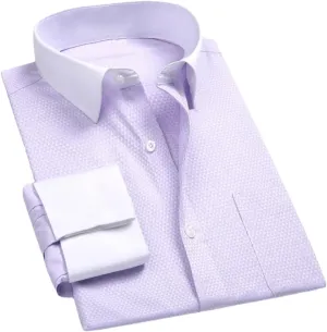 Men's French Dress Shirt Long Sleeve Business Buttons Tops Male Turn-Down Collar Shirts