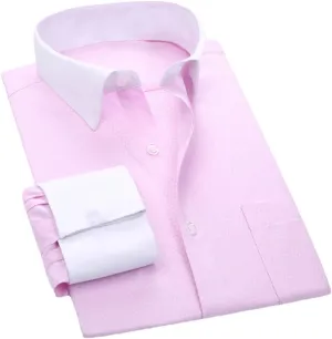 Men's French Dress Shirt Long Sleeve Business Buttons Tops Male Turn-Down Collar Shirts