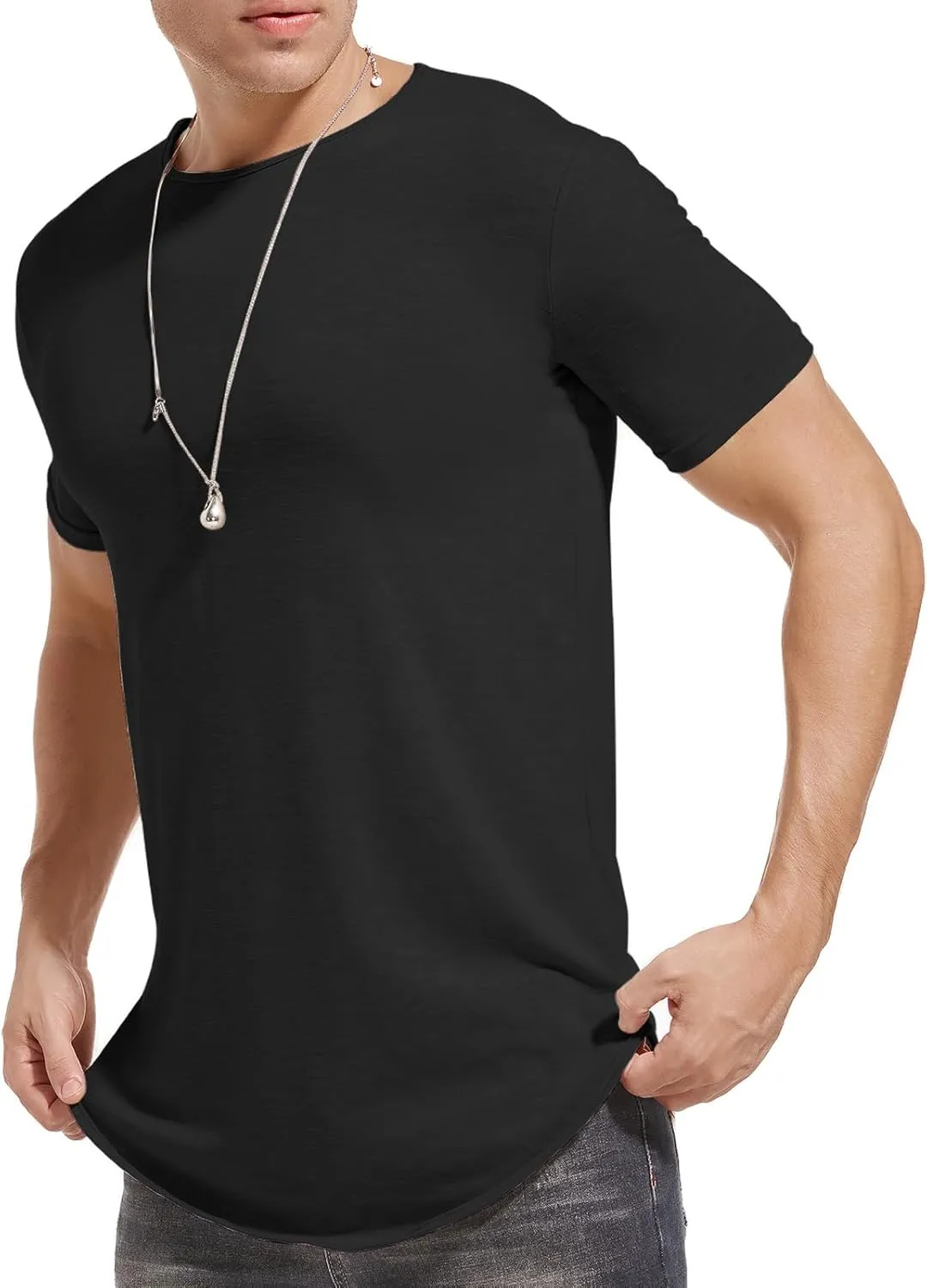Mens Hipster Hip Hop Swag Curve Hem Short Sleeve T Shirt