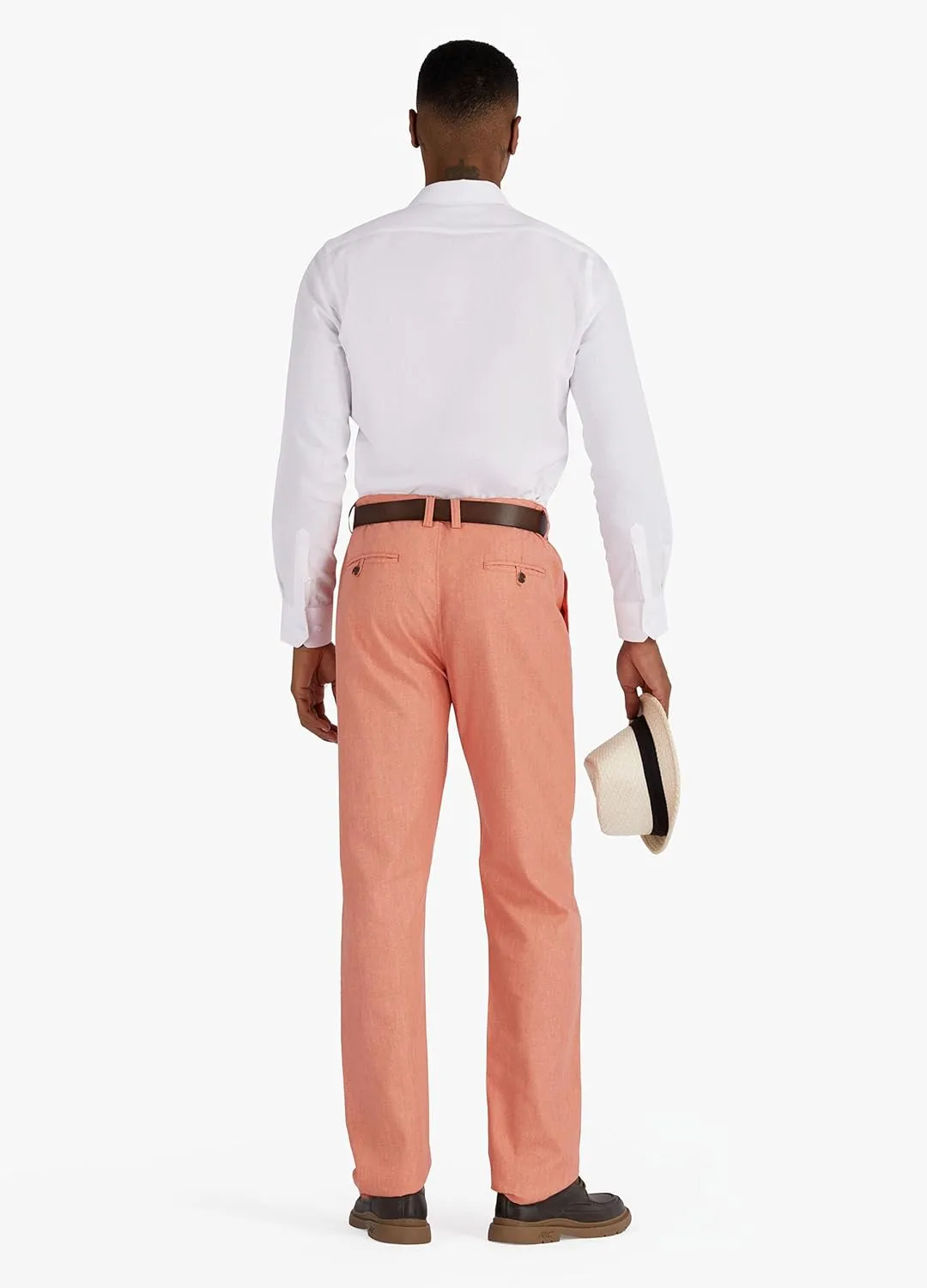 Men's Linen Cotton Flat Front Regular Fit Dress Pants Solid Lightweight Trousers