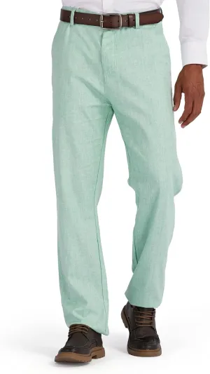 Men's Linen Cotton Flat Front Regular Fit Dress Pants Solid Lightweight Trousers