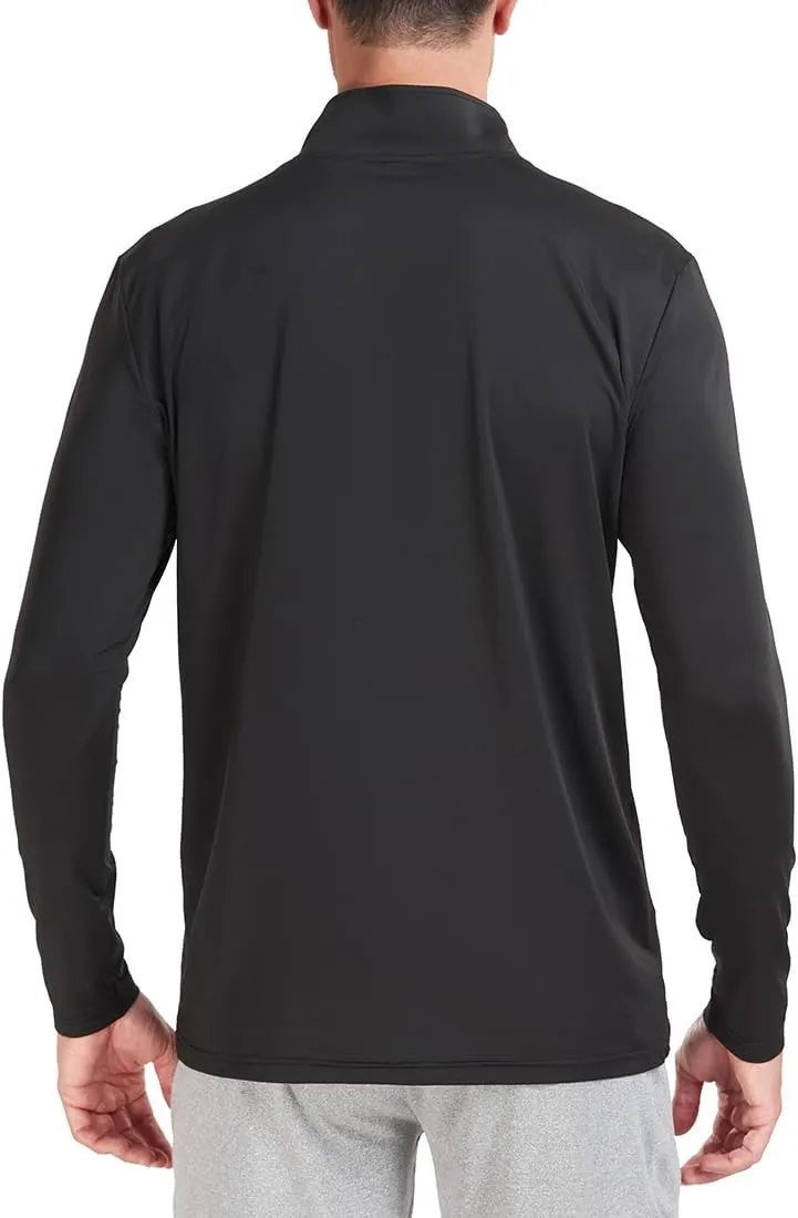 Mens Long Sleeve Sun Protection T Shirt UPF 50  Tee 1/4 Zip Lightweight Workout Quarter Zip Pullover Golf Running Tops