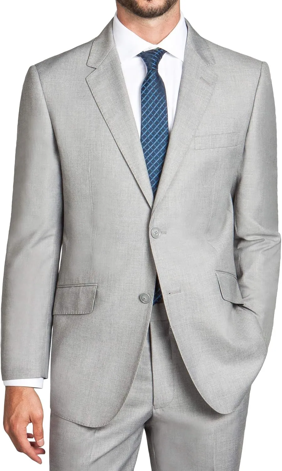 Men's Modern Fit 2 Piece Italian Suit Two Button Wool Blazer & Trousers Smart Party Formal Suits