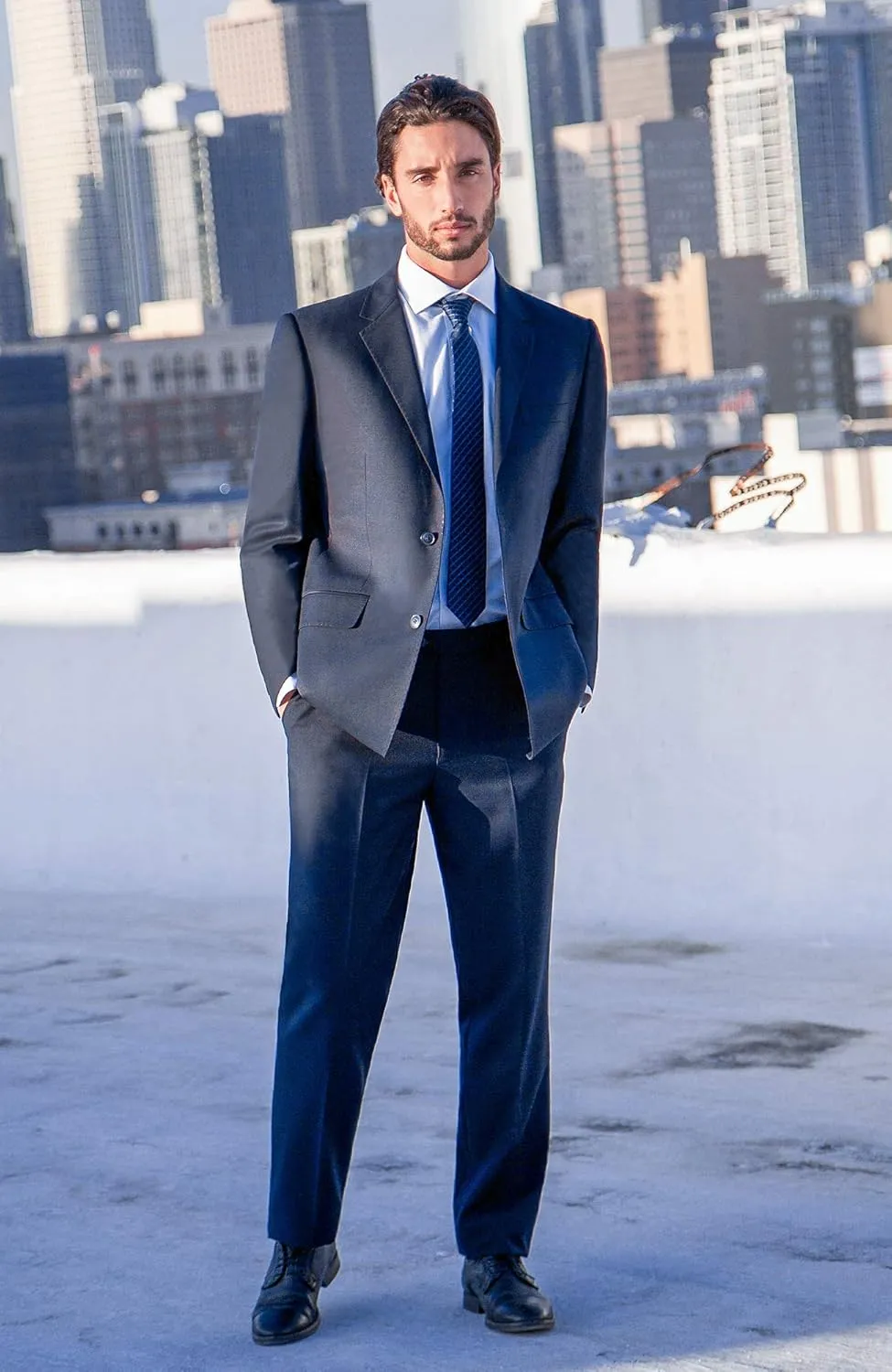 Men's Modern Fit 2 Piece Italian Suit Two Button Wool Blazer & Trousers Smart Party Formal Suits