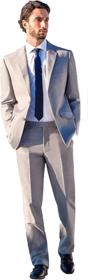 Men's Modern Fit 2 Piece Italian Suit Two Button Wool Blazer & Trousers Smart Party Formal Suits
