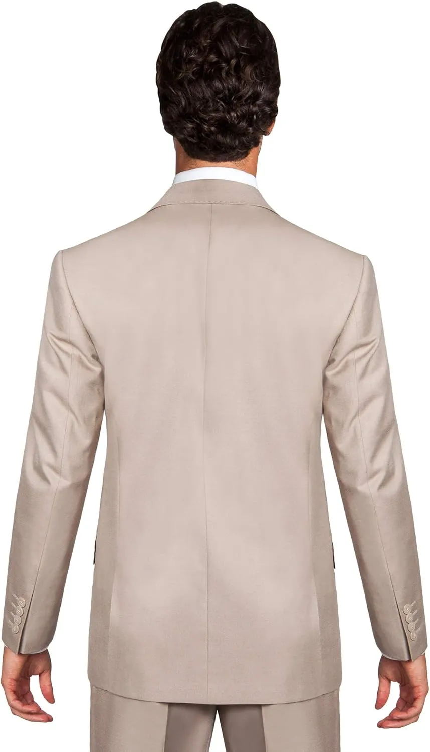 Men's Modern Fit 2 Piece Italian Suit Two Button Wool Blazer & Trousers Smart Party Formal Suits