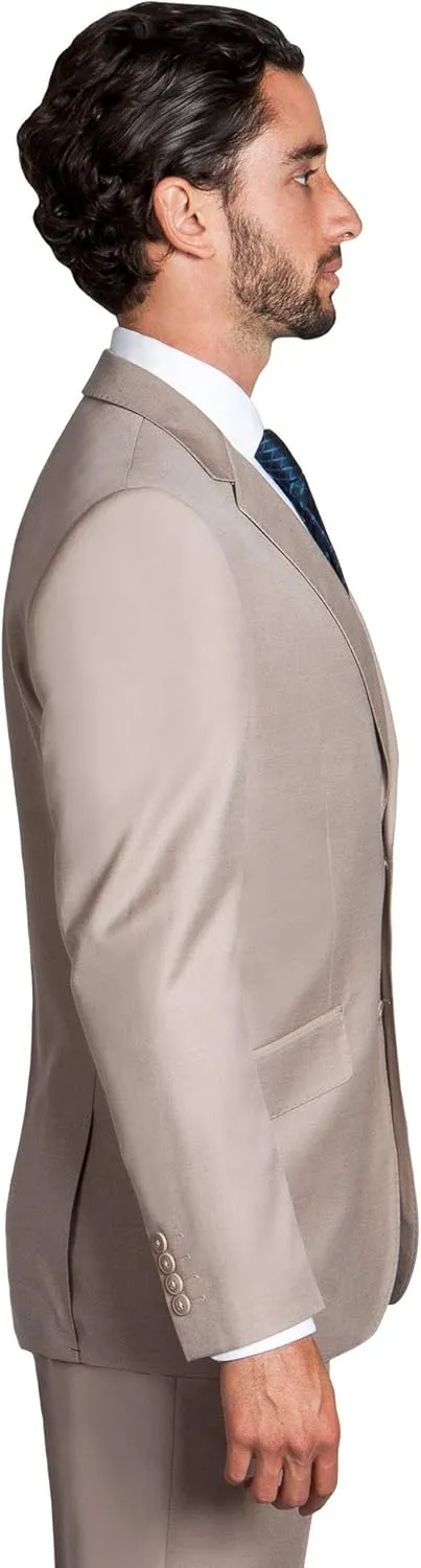 Men's Modern Fit 2 Piece Italian Suit Two Button Wool Blazer & Trousers Smart Party Formal Suits