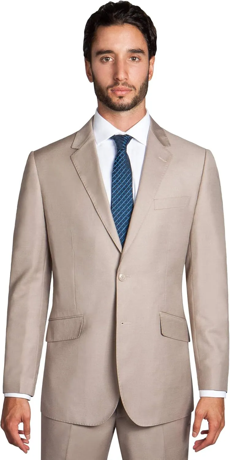 Men's Modern Fit 2 Piece Italian Suit Two Button Wool Blazer & Trousers Smart Party Formal Suits