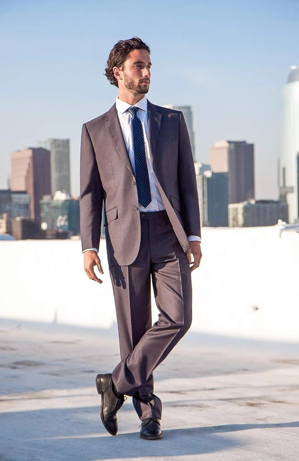 Men's Modern Fit 2 Piece Italian Suit Two Button Wool Blazer & Trousers Smart Party Formal Suits