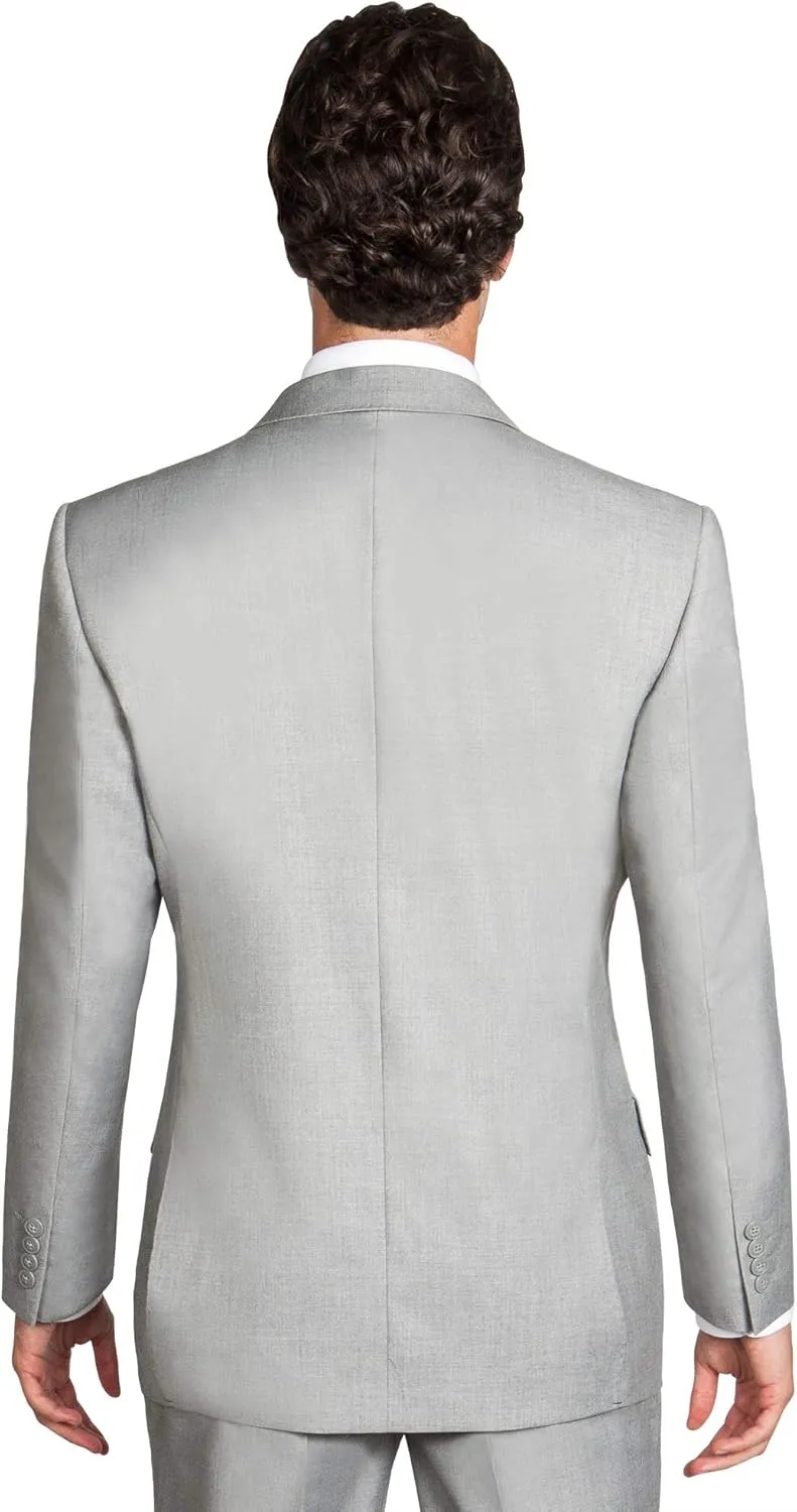 Men's Modern Fit 2 Piece Italian Suit Two Button Wool Blazer & Trousers Smart Party Formal Suits