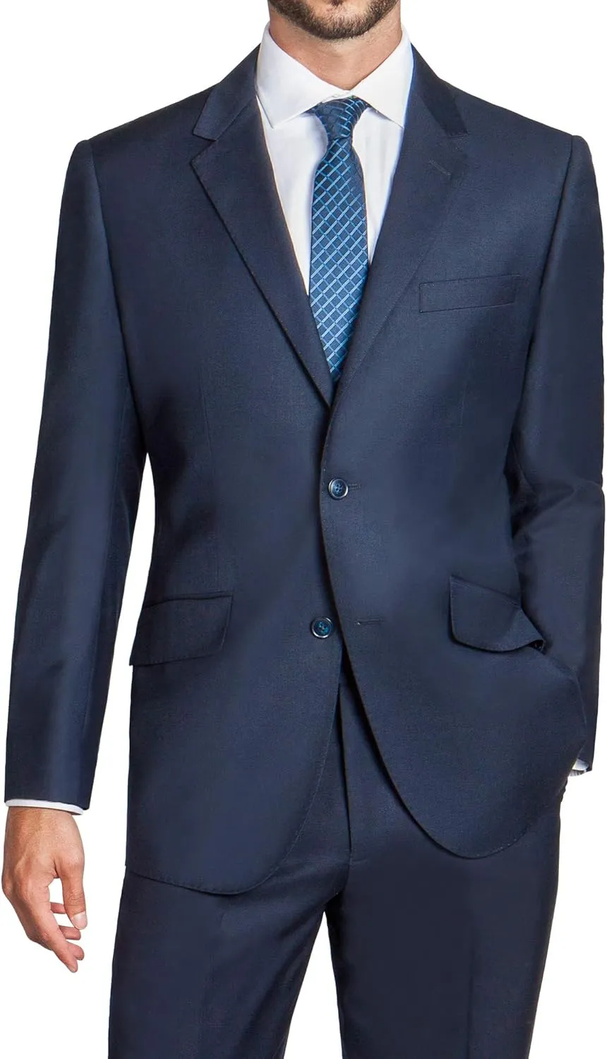 Men's Modern Fit 2 Piece Italian Suit Two Button Wool Blazer & Trousers Smart Party Formal Suits