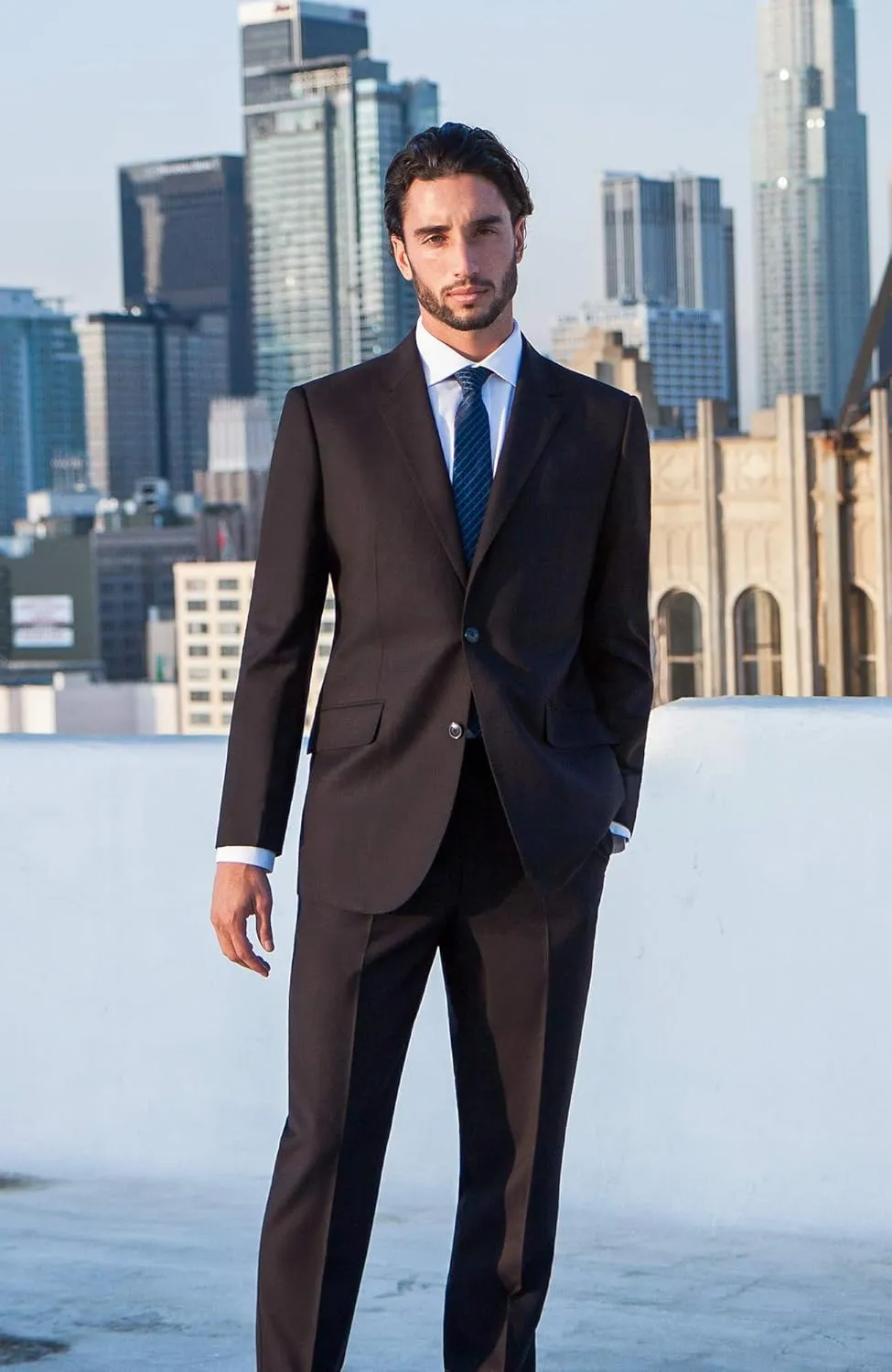 Men's Modern Fit 2 Piece Italian Suit Two Button Wool Blazer & Trousers Smart Party Formal Suits