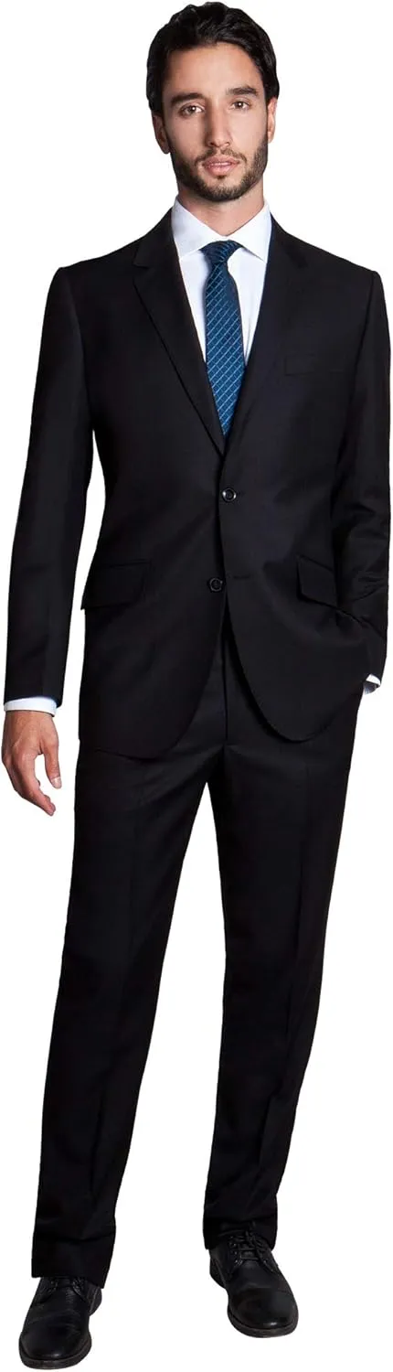 Men's Modern Fit 2 Piece Italian Suit Two Button Wool Blazer & Trousers Smart Party Formal Suits