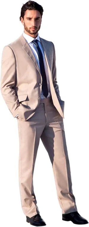 Men's Modern Fit 2 Piece Italian Suit Two Button Wool Blazer & Trousers Smart Party Formal Suits