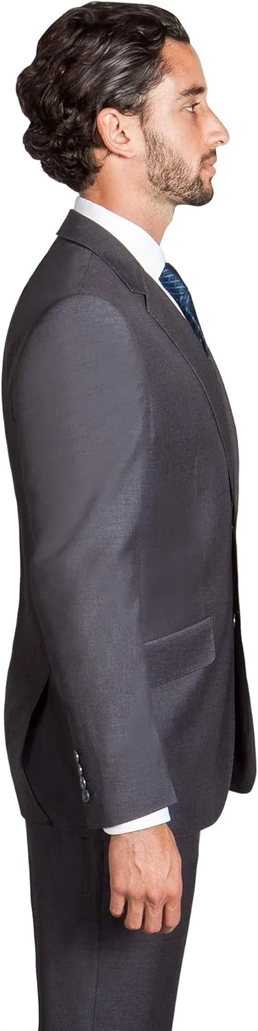 Men's Modern Fit 2 Piece Italian Suit Two Button Wool Blazer & Trousers Smart Party Formal Suits