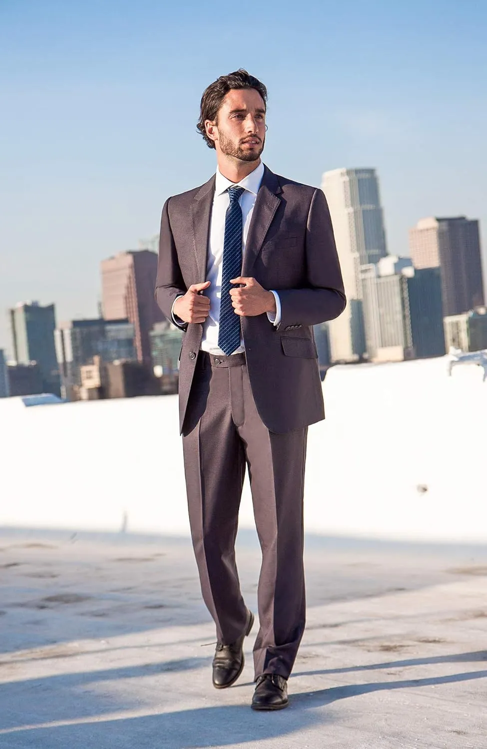Men's Modern Fit 2 Piece Italian Suit Two Button Wool Blazer & Trousers Smart Party Formal Suits