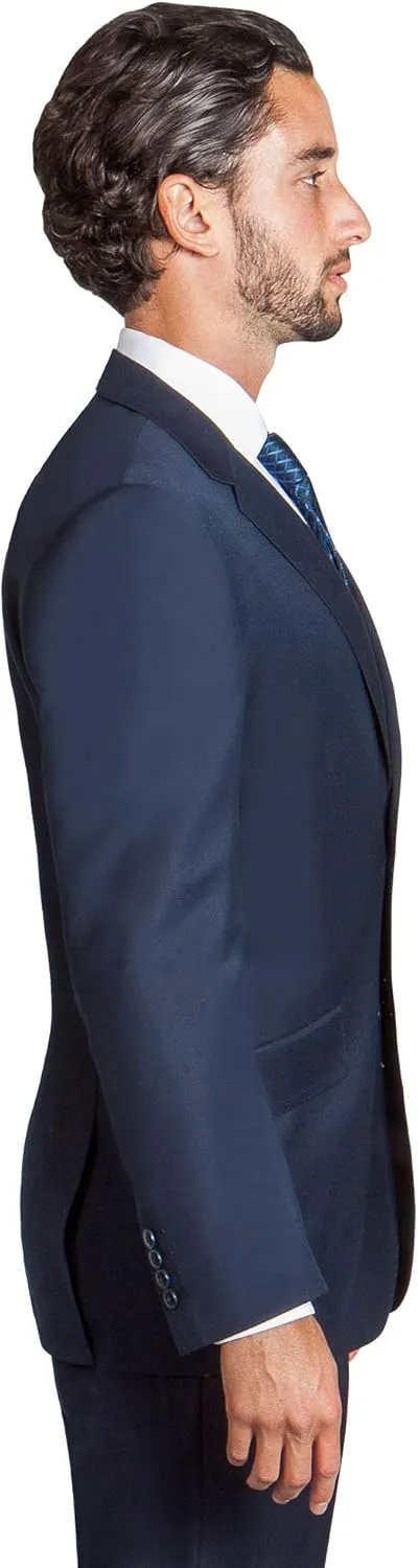 Men's Modern Fit 2 Piece Italian Suit Two Button Wool Blazer & Trousers Smart Party Formal Suits