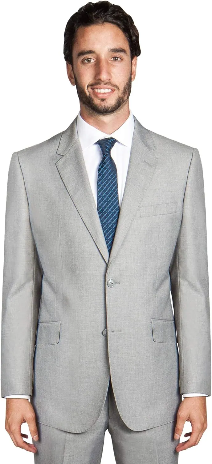 Men's Modern Fit 2 Piece Italian Suit Two Button Wool Blazer & Trousers Smart Party Formal Suits