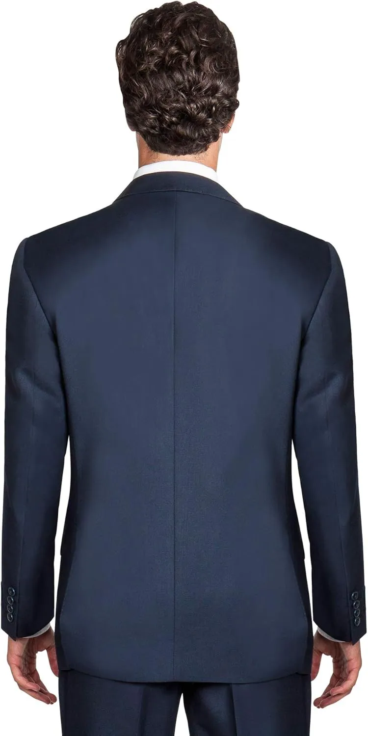 Men's Modern Fit 2 Piece Italian Suit Two Button Wool Blazer & Trousers Smart Party Formal Suits