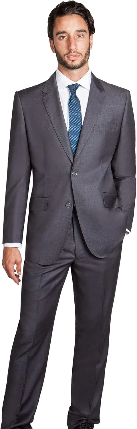 Men's Modern Fit 2 Piece Italian Suit Two Button Wool Blazer & Trousers Smart Party Formal Suits