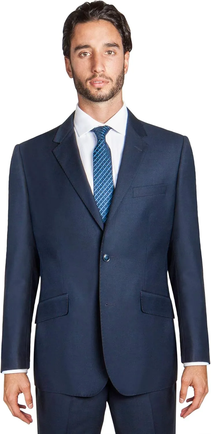 Men's Modern Fit 2 Piece Italian Suit Two Button Wool Blazer & Trousers Smart Party Formal Suits