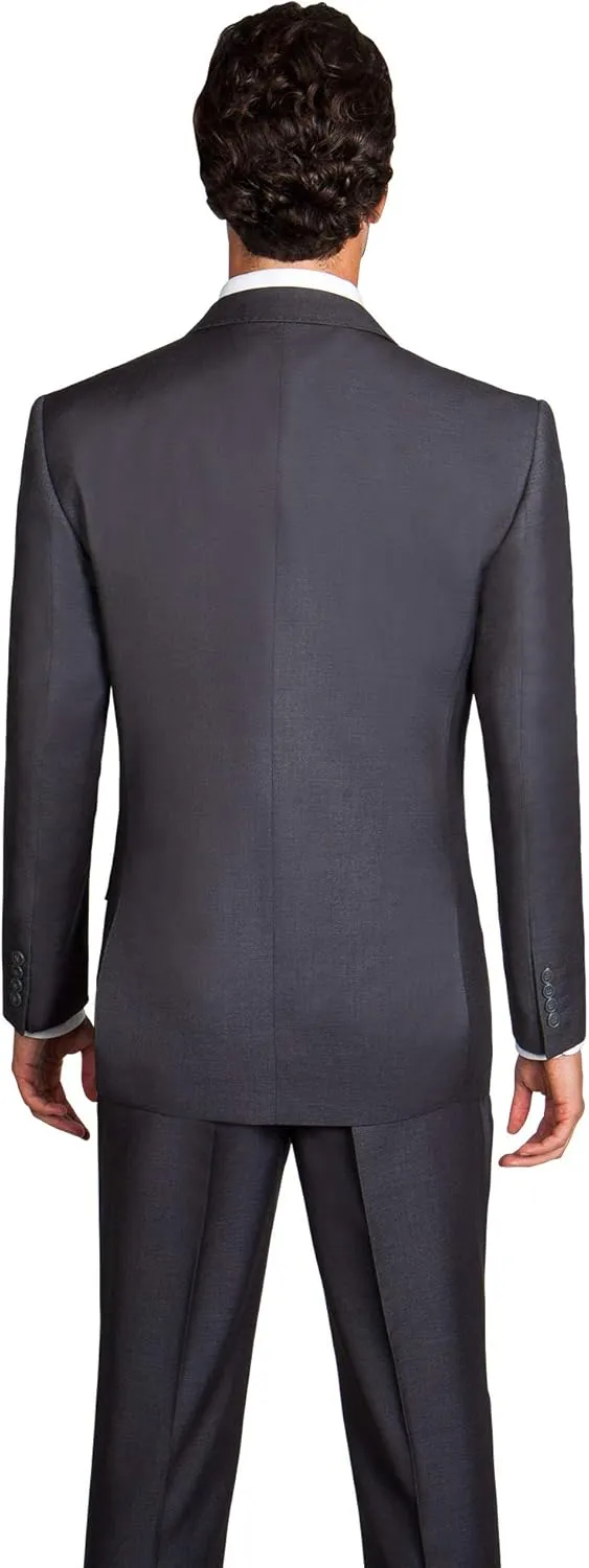 Men's Modern Fit 2 Piece Italian Suit Two Button Wool Blazer & Trousers Smart Party Formal Suits
