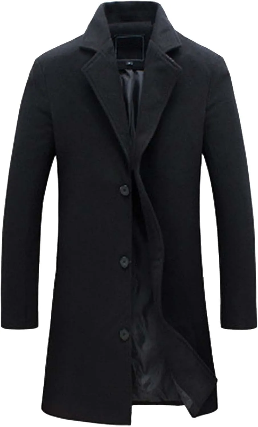 Men's Oversized Casual Notched Collar Long Pea Coats Single Breasted Business Overcoats Warm Thicken Trench Coats