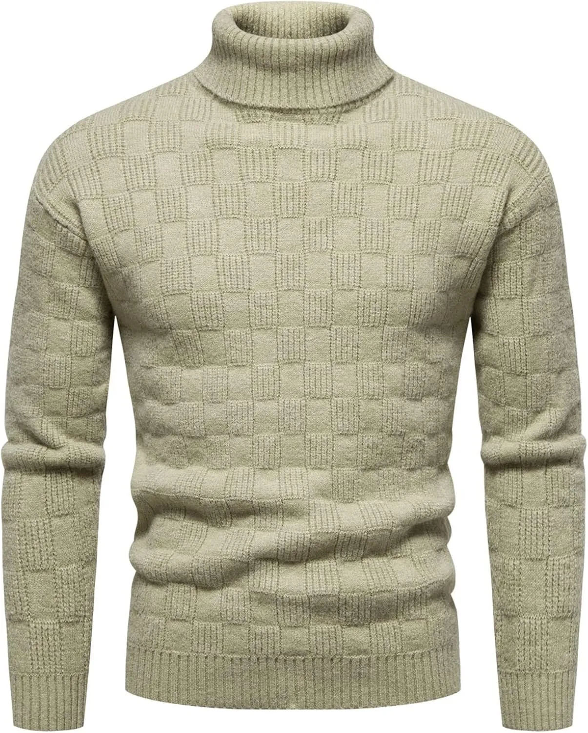 Mens SweatersMen's Solid Turtleneck Sweaters Long Sleeve Slim Fit Ribbed Knit Wool Thermal Pullover Sweater Cardigan