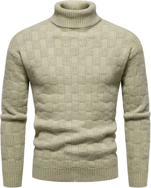 Mens SweatersMen's Solid Turtleneck Sweaters Long Sleeve Slim Fit Ribbed Knit Wool Thermal Pullover Sweater Cardigan