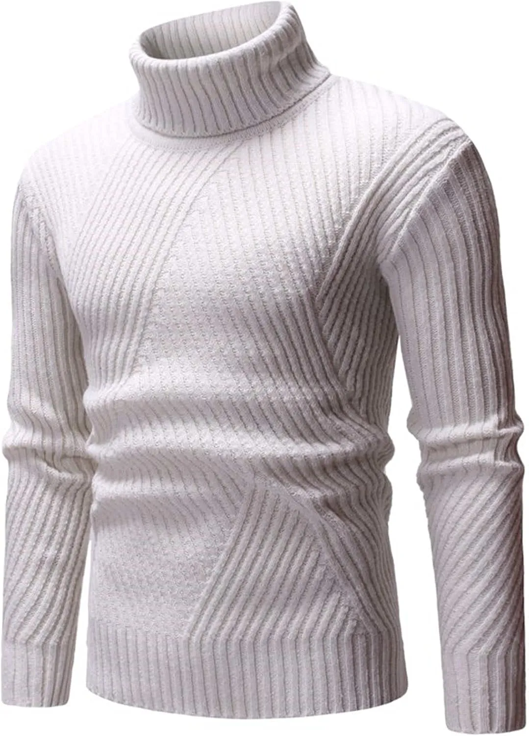 Mens Turtleneck Men's Solid Ribbed Slim Fit Knitted Pullover Turtleneck Sweater Long Sleeve Loose Fit Baselayers Tops