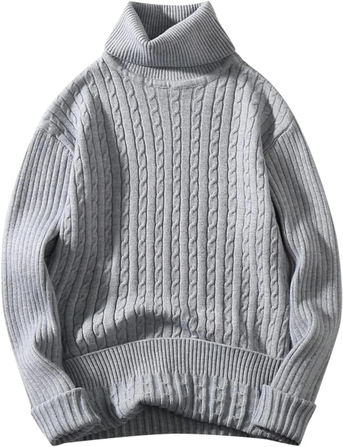 Mens Turtleneck Men's Turtleneck Sweater Pullover Twisted Pattern Loose Thick Winter Long Sleeve Cable Knit Sweaters