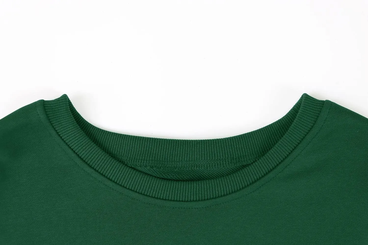 MISSACTIVER Women Casual Crewneck Crop Sweatshirt Solid Long Sleeve Drop Shoulder Pullovers Ribbed Corset Hem Crop Jumper Top