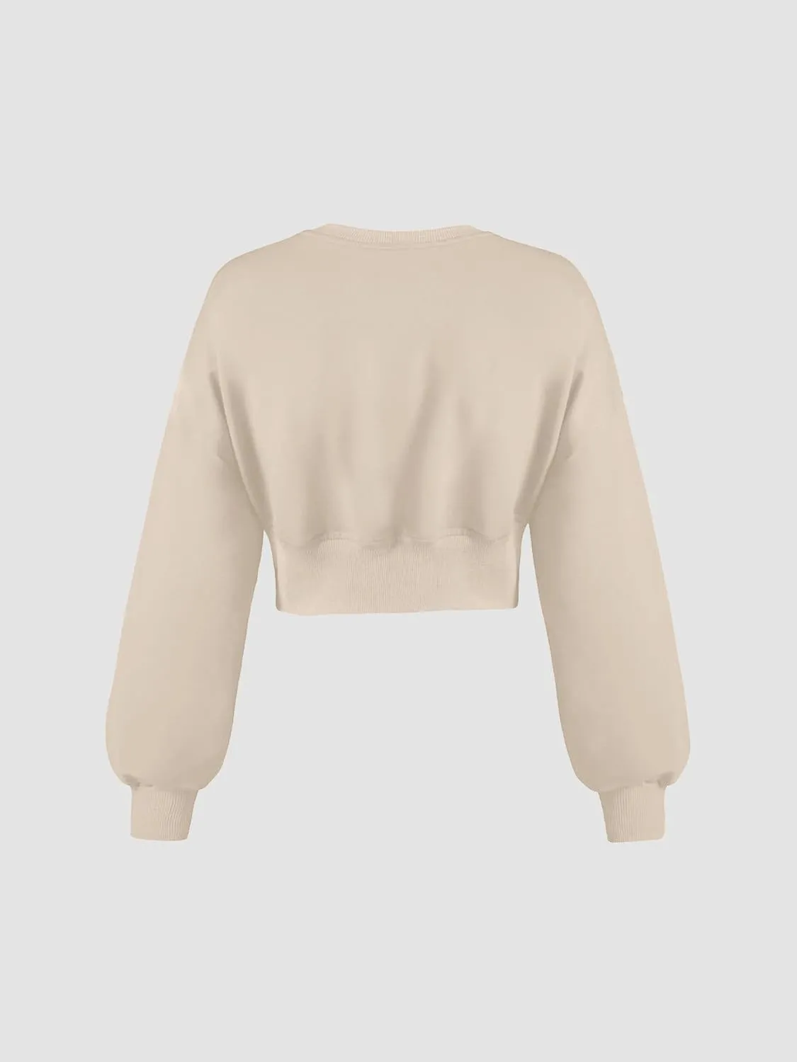 MISSACTIVER Women Casual Crewneck Crop Sweatshirt Solid Long Sleeve Drop Shoulder Pullovers Ribbed Corset Hem Crop Jumper Top
