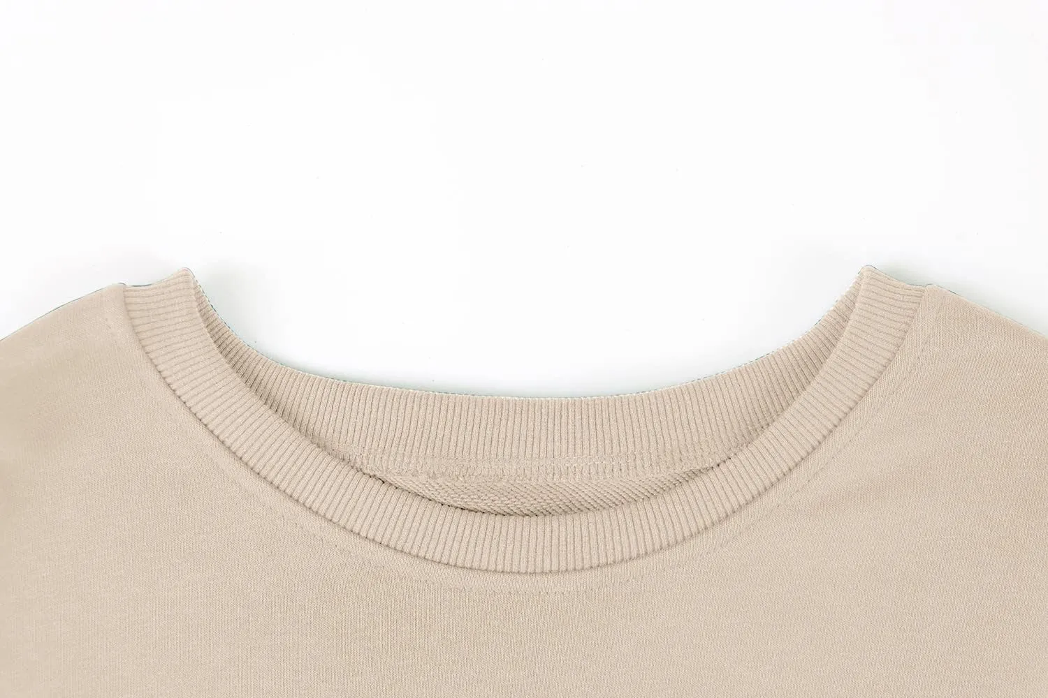 MISSACTIVER Women Casual Crewneck Crop Sweatshirt Solid Long Sleeve Drop Shoulder Pullovers Ribbed Corset Hem Crop Jumper Top