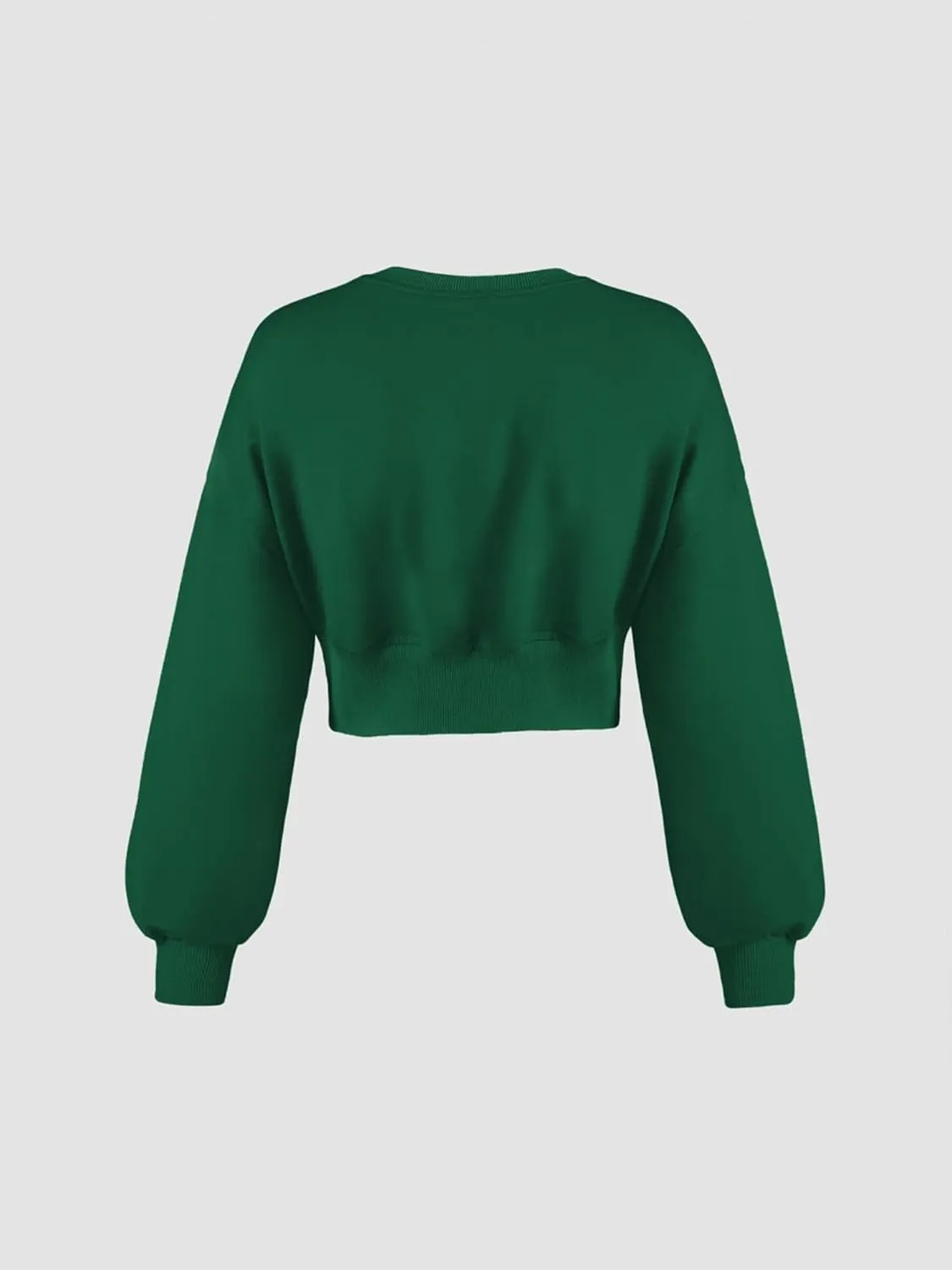 MISSACTIVER Women Casual Crewneck Crop Sweatshirt Solid Long Sleeve Drop Shoulder Pullovers Ribbed Corset Hem Crop Jumper Top
