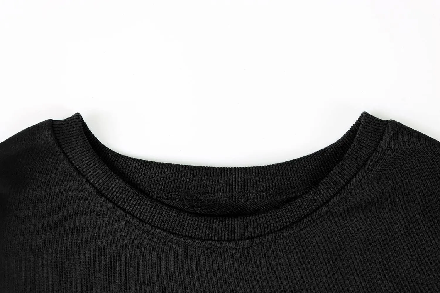 MISSACTIVER Women Casual Crewneck Crop Sweatshirt Solid Long Sleeve Drop Shoulder Pullovers Ribbed Corset Hem Crop Jumper Top