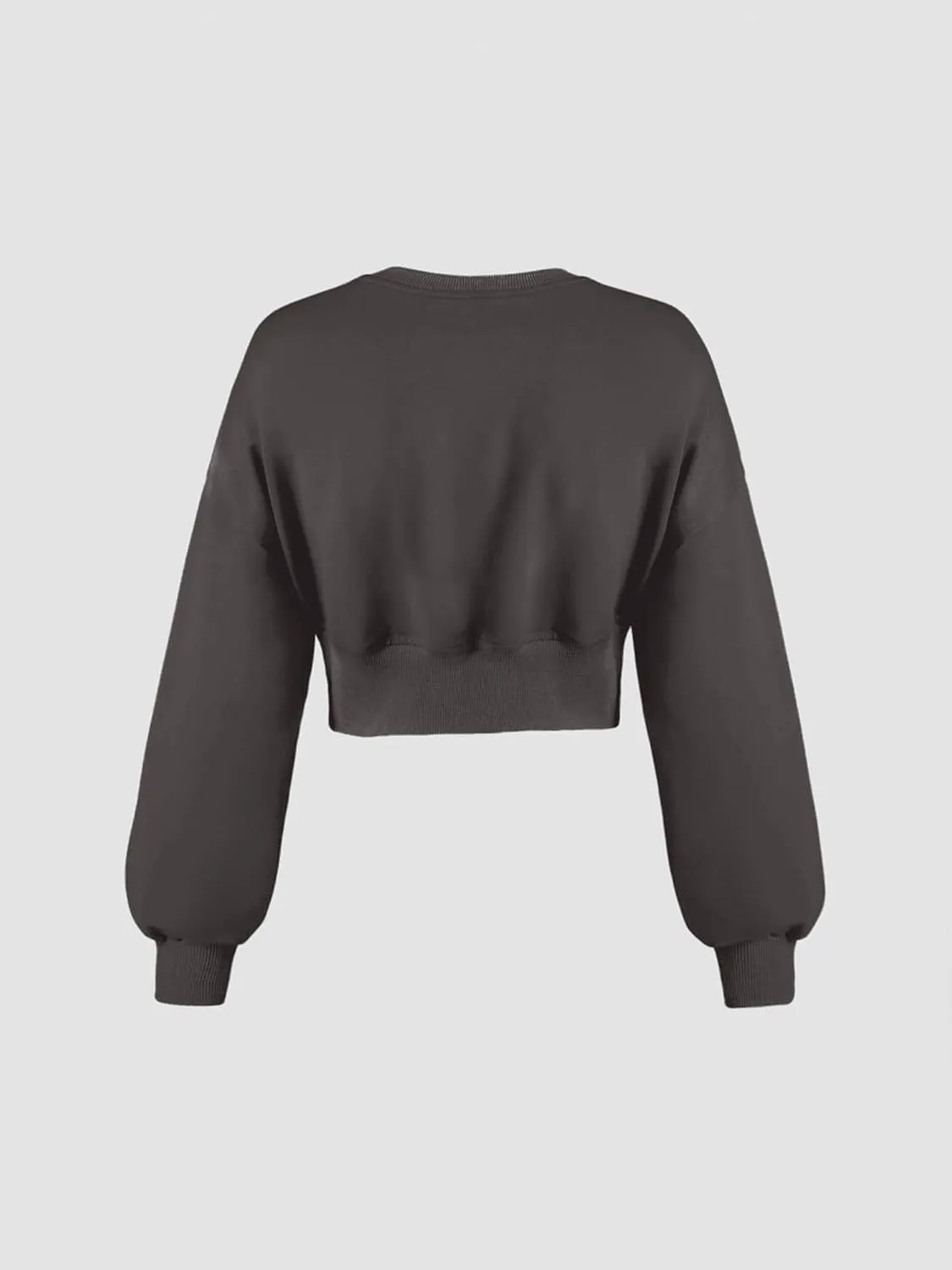 MISSACTIVER Women Casual Crewneck Crop Sweatshirt Solid Long Sleeve Drop Shoulder Pullovers Ribbed Corset Hem Crop Jumper Top