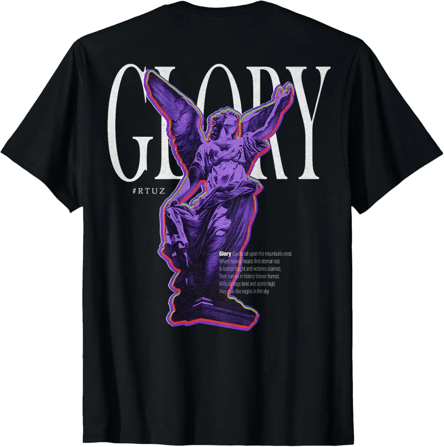 Modern hip hop vintage Angel urban back print streetwear T-Shirt, Small