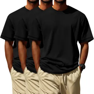 Neer 3 Pack Big and Tall Shirts for Men L-5XL, Oversized Cotton Crewneck Tops Loose Casual Large T-Shirts Summer Basic Tee