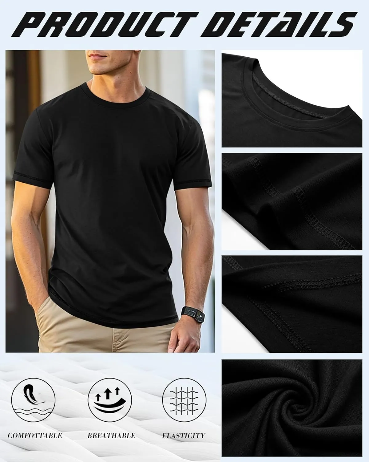 Neer 3 Pack Big and Tall Shirts for Men L-5XL, Oversized Cotton Crewneck Tops Loose Casual Large T-Shirts Summer Basic Tee