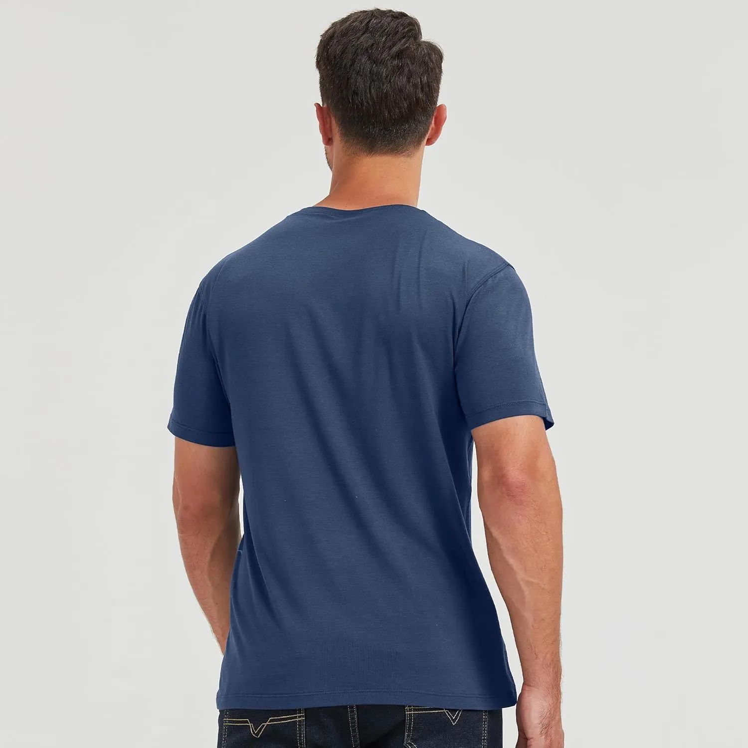 netdraw Men's Ultra-Soft Viscose Bamboo T-Shirt Crew Neck Casual Lounge Dressy Short Sleeve Cotton Tee