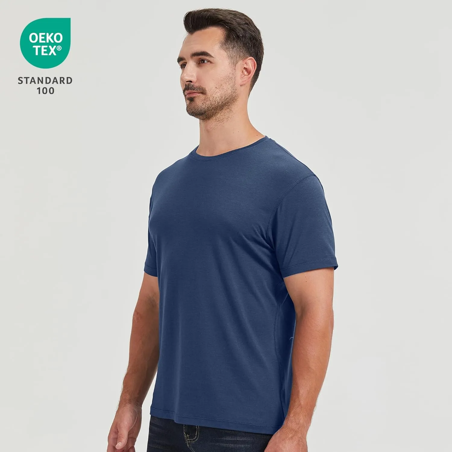netdraw Men's Ultra-Soft Viscose Bamboo T-Shirt Crew Neck Casual Lounge Dressy Short Sleeve Cotton Tee